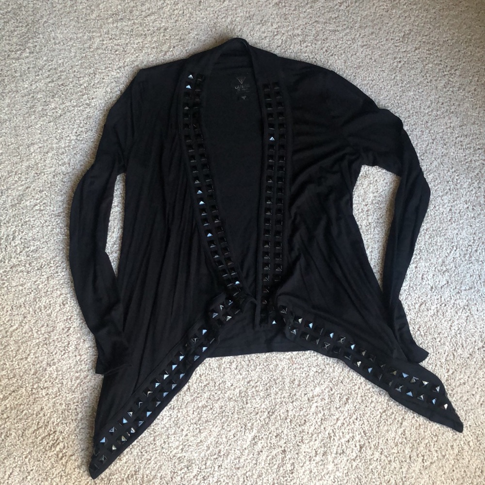 Guess Open Front Drape Cardigan With Black Gems - image 4